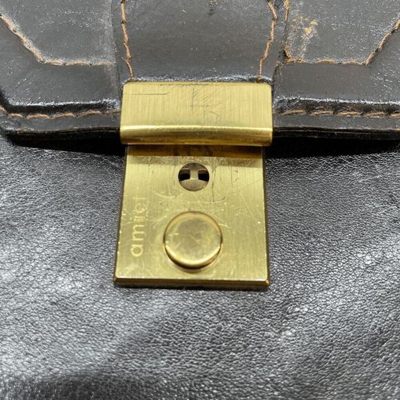 VTG AMIET LEATHER TOP HANDLE /CROSSBODY DOCUMENT BAG PURSE - Picture 3 of 4